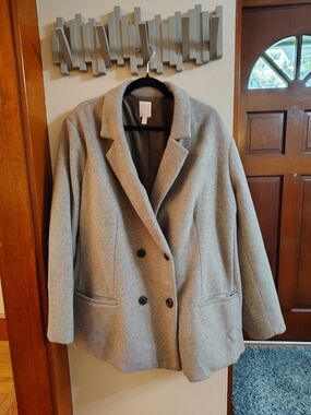 Classic Women's Double-Breasted Wool-Blend Coat - Light Taupe